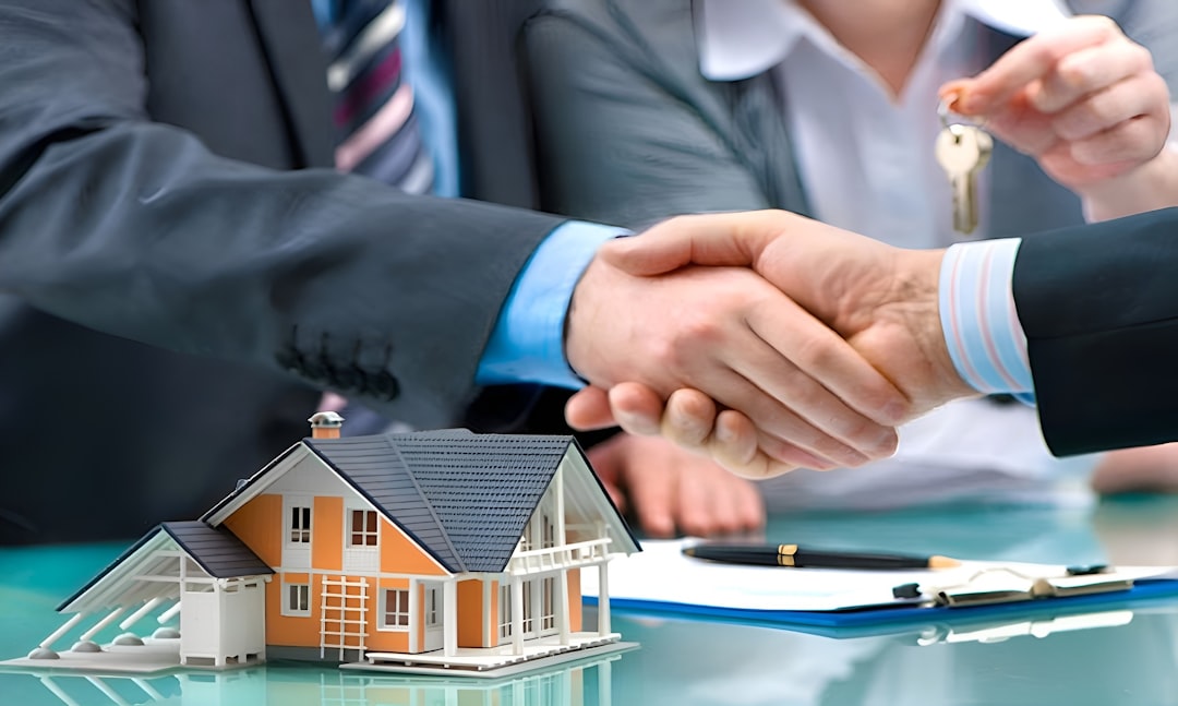 A close-up of a real estate agent's hands giving house keys to a new homeowner over a signed contract, symbolizing the closing of a sale and the payment of commission.